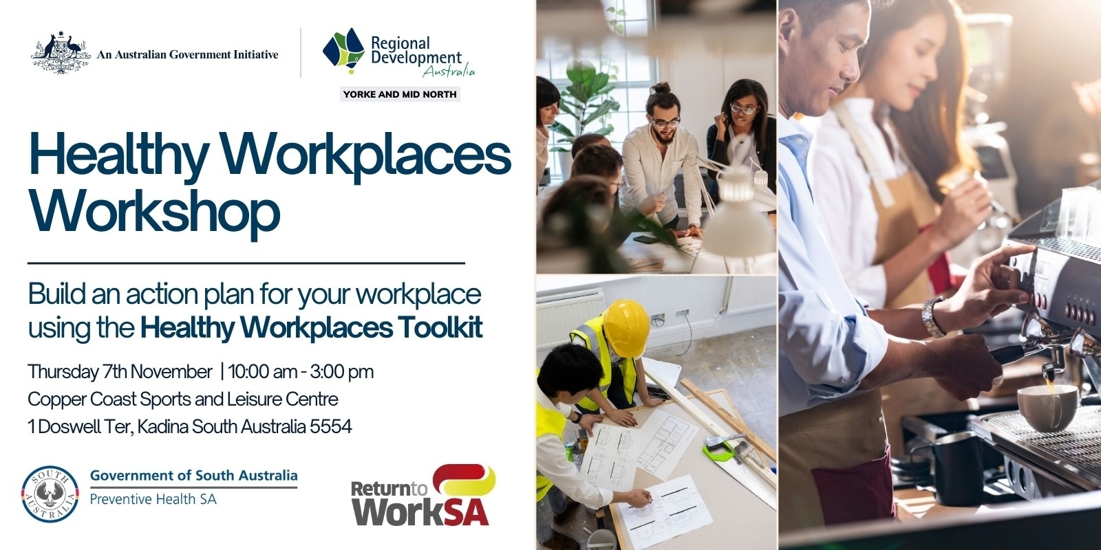 Banner image for Healthy Workplaces Workshop (Yorke and Mid North)