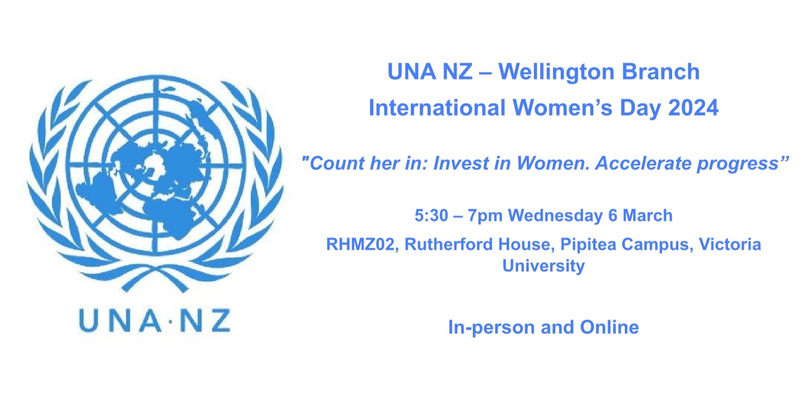 Banner image for UNA NZ - Wellington Branch – International Women’s Day 2024