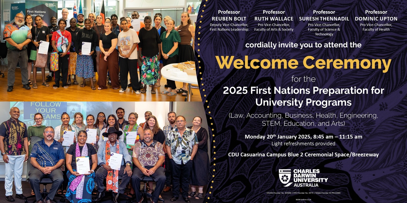 Banner image for Welcome Ceremony for the 2025 First Nations Preparation for University Programs