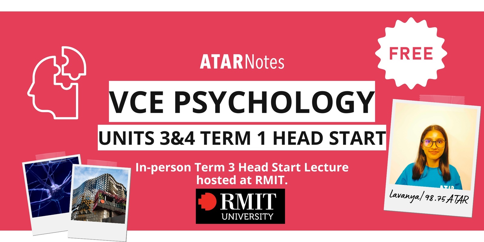 Banner image for VCE Psychology 3&4 Term 1 Head Start Lecture FREE