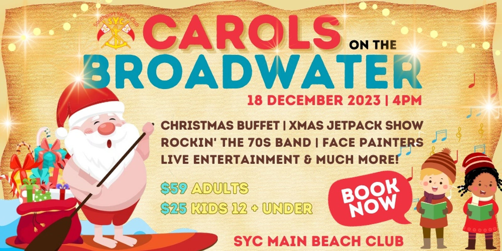 Banner image for Carols on the Broadwater - 2023 Rockin' The 70s Xmas - Main Beach