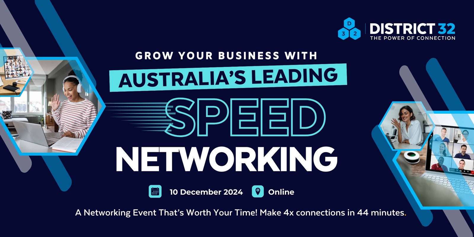 Banner image for Australia’s Leading Speed Networking Event – Online – Tue 10 Dec