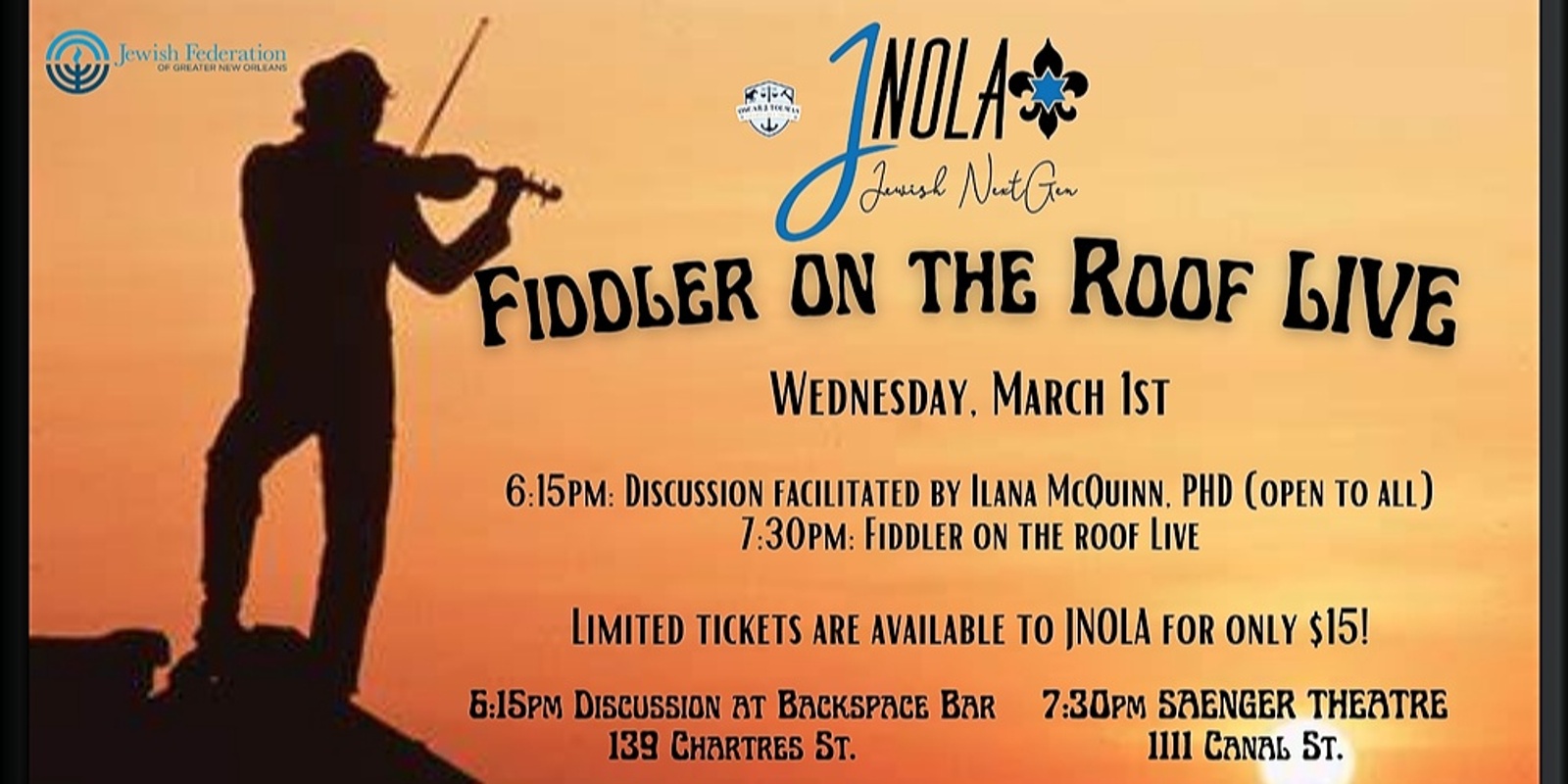 Banner image for JNOLA Fiddler on the Roof LIVE