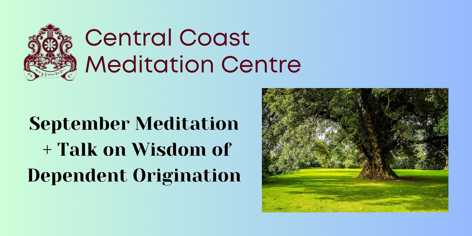 Banner image for September Meditation + Talk on Wisdom of Dependent Origination