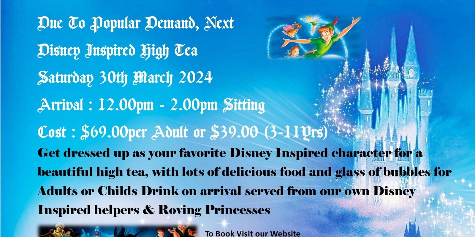 Banner image for Disney Inspired High Tea Saturday 30th March - 12.00pm Sitting
