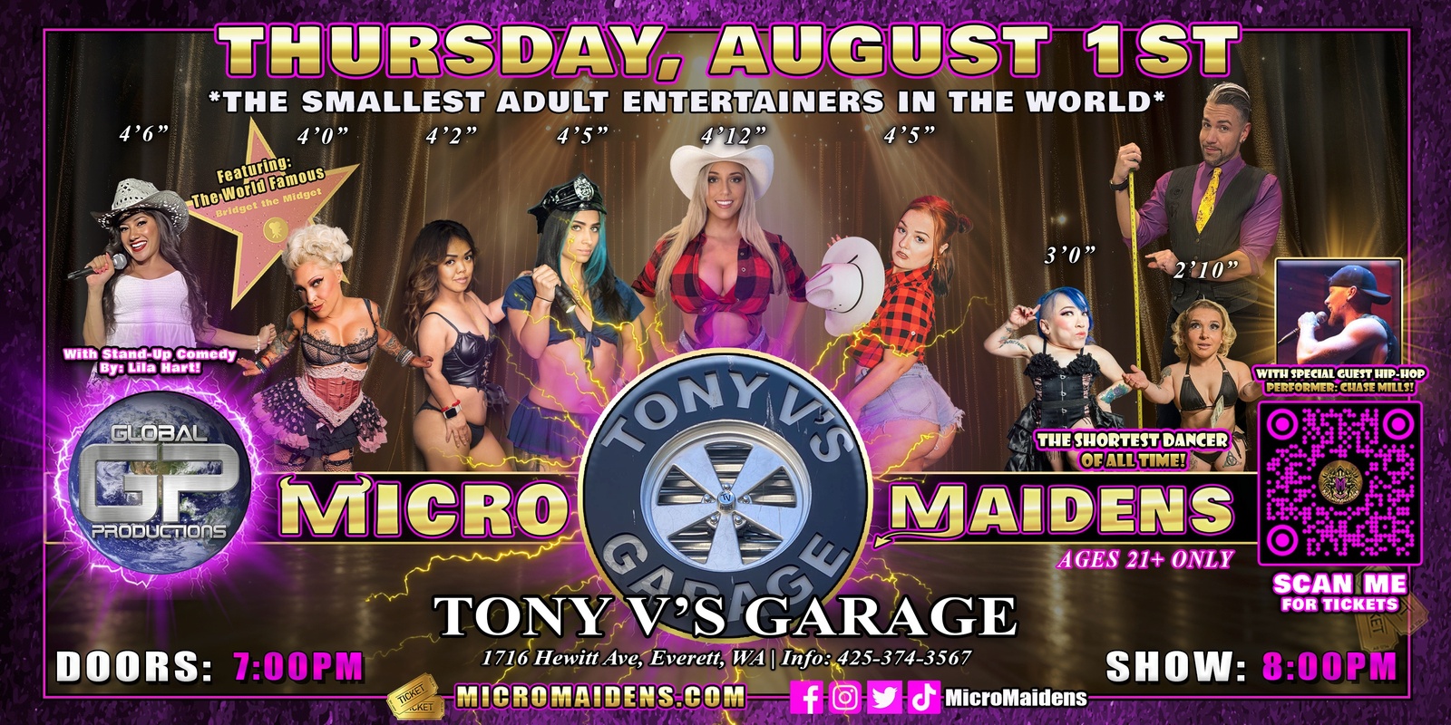 Banner image for Everett, WA - Micro Maidens: Dwarf Dancers @ Tony V's Garage! "The Only Micro Revue in the World!"