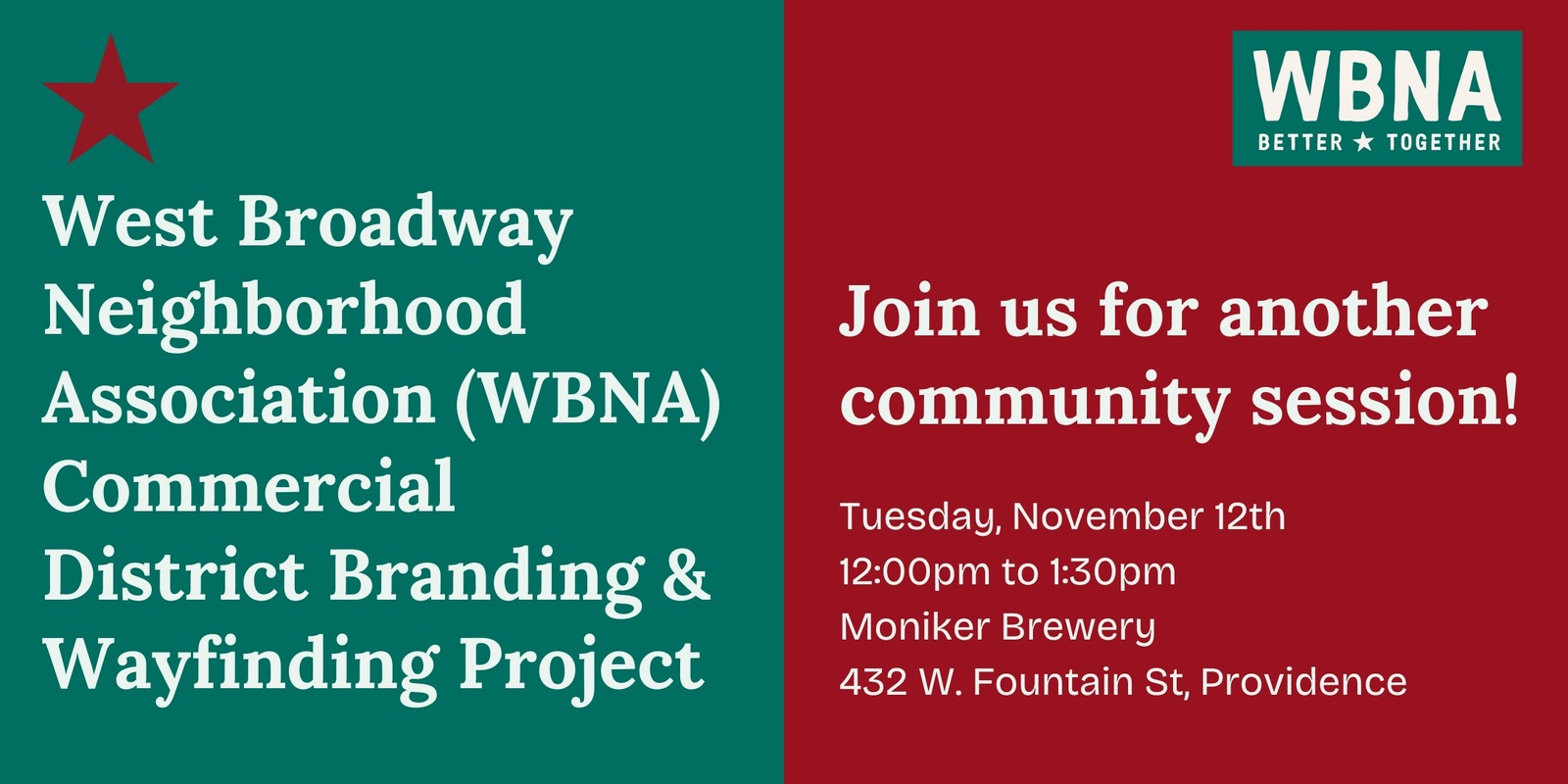 Banner image for WBNA (West Broadway Neighborhood Association) Commercial District Branding & Wayfinding Project — Community Meeting & Business Network Meetup