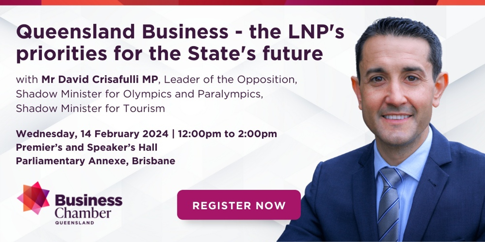 Banner image for Business Briefing with Mr David Crisafulli MP