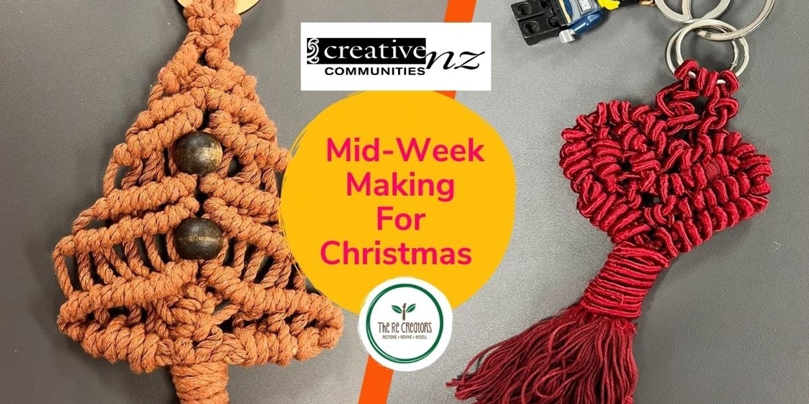 Banner image for Mid-Week Making for Christmas, Macrame Gifts, West Auckland's RE: MAKER SPACE, Wednesday 13 Nov, 6.30pm-8.30pm