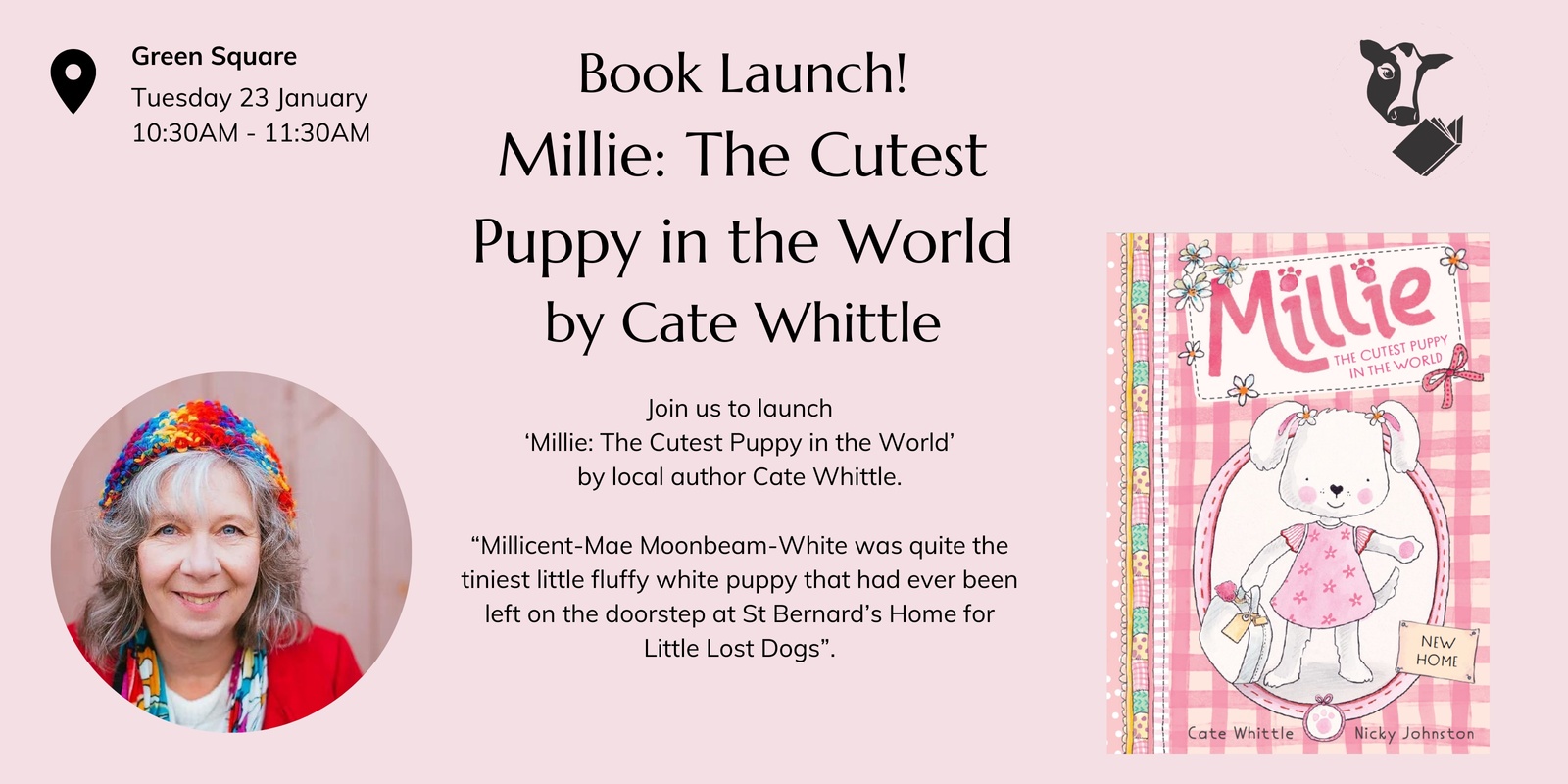 Banner image for Book Launch! Millie: The Cutest Puppy in the World by Cate Whittle