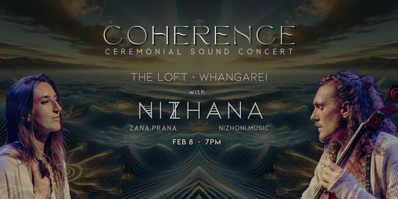 Banner image for COHERENCE Whangarei - A Ceremonial Sound Concert with NIZHANA ( Zana Prana & Nizhoni ) - Whangarei 