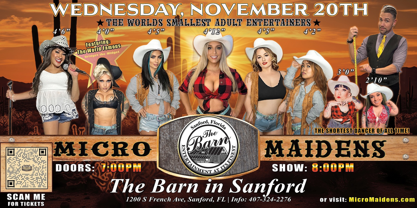 Banner image for Sanford, FL - Micro Maidens: The Show @ The Barn in Sanford! "Must Be This Tall to Ride!"