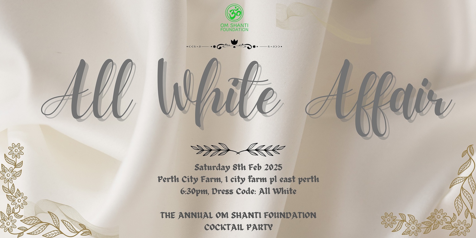 Banner image for All White Affair - The Annual Om Shanti Cocktail Event