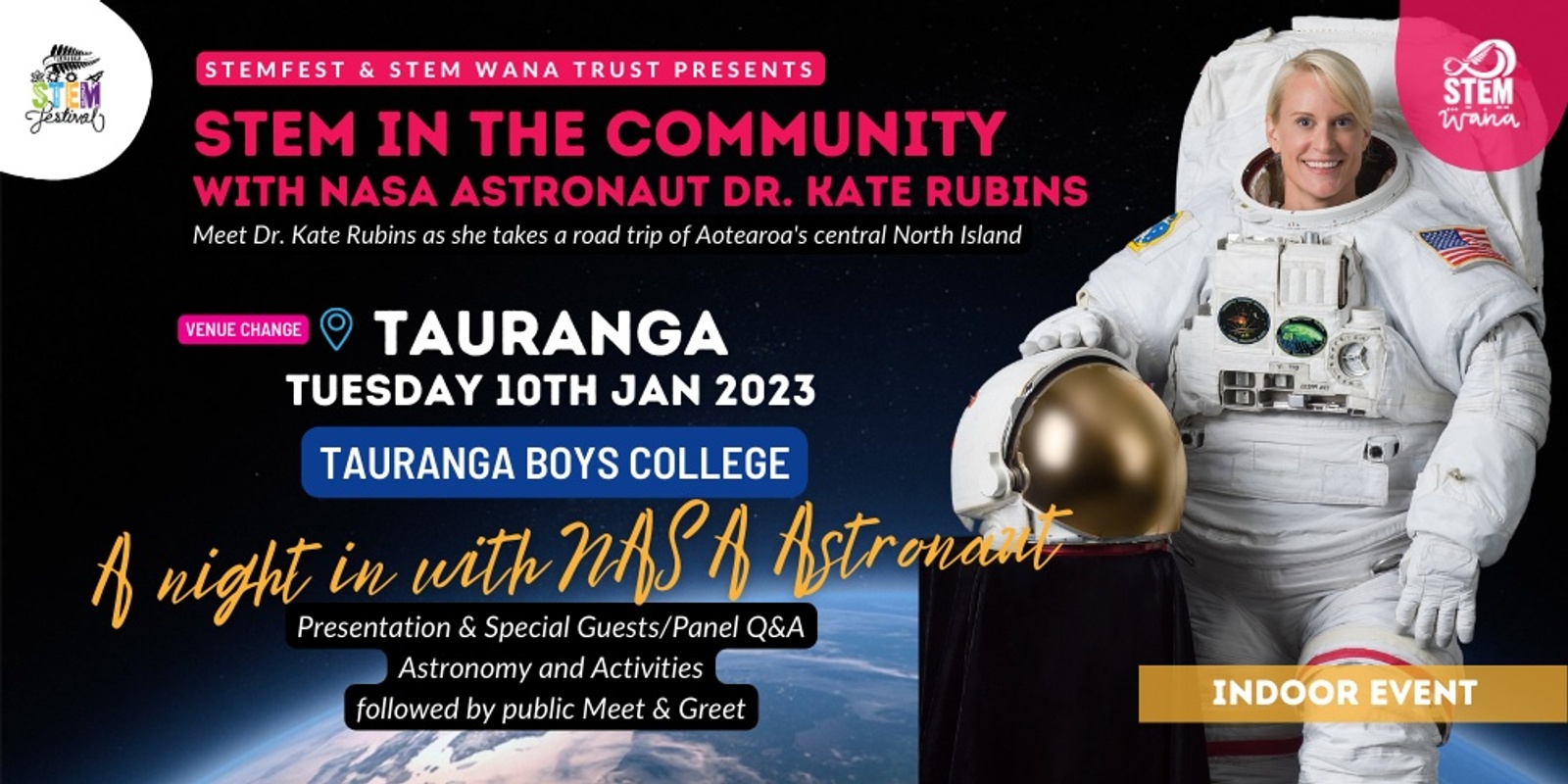 Banner image for STEM in the Community with NASA Astronaut Dr. Kate Rubins (Tauranga)