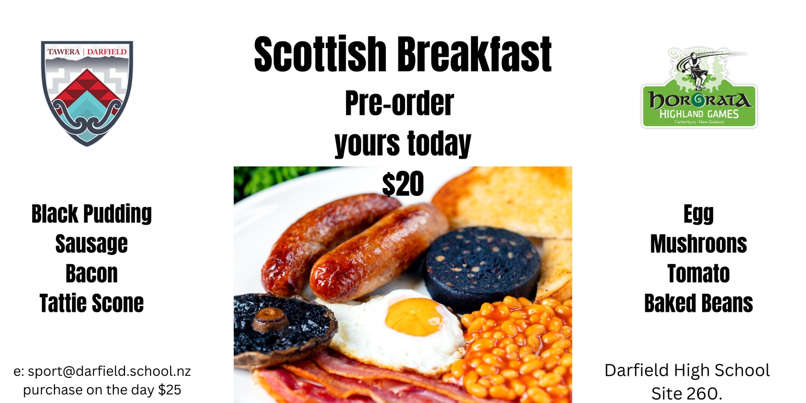 Banner image for Scottish Breakfast at the Hororata Highland Games