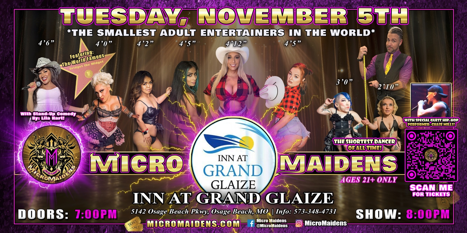 Banner image for Lake Ozark, MO - Micro Maidens: Dwarf Dancers @ Inn at Grand Glaize! "The Only Micro Revue in the World!"