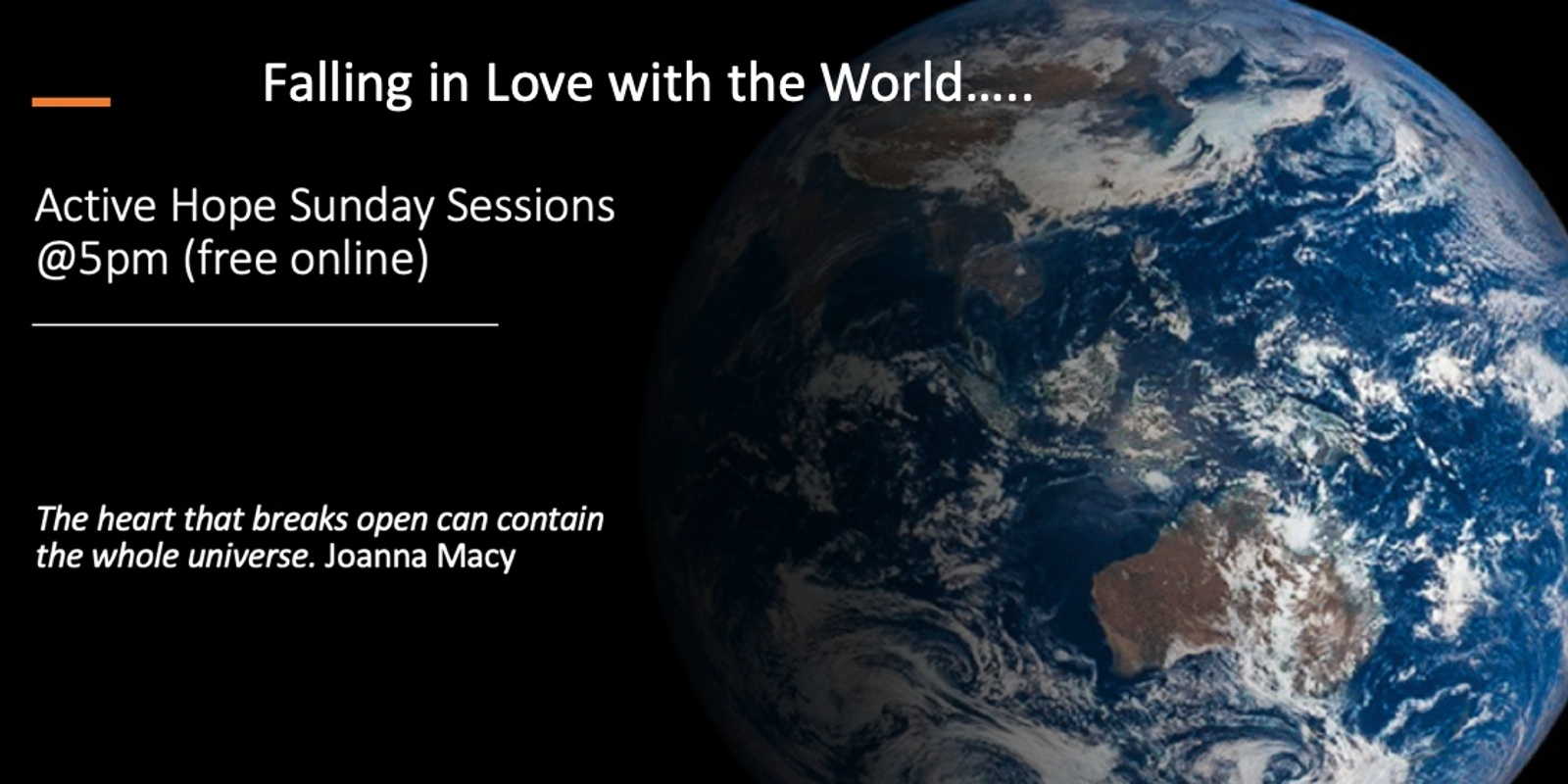 Banner image for Falling in Love with the World - Active Hope Spiral - free online, Sundays @5pm AEDT