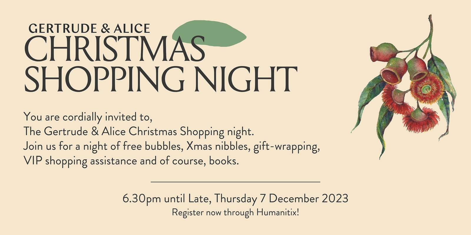 Banner image for Gertrude & Alice: Christmas Shopping Night 2023