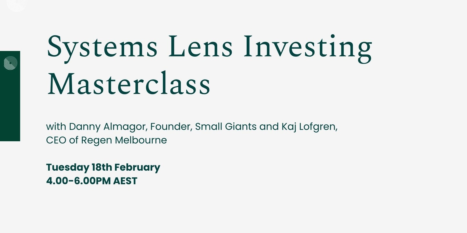 Banner image for Masterclass: Systems-Lens Investing 