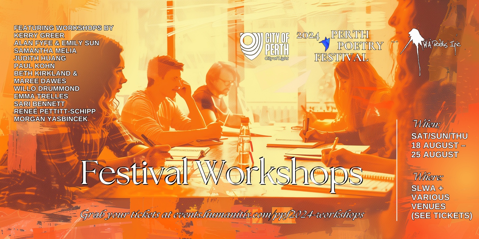 Banner image for Workshops  |  Perth Poetry Festival 2024