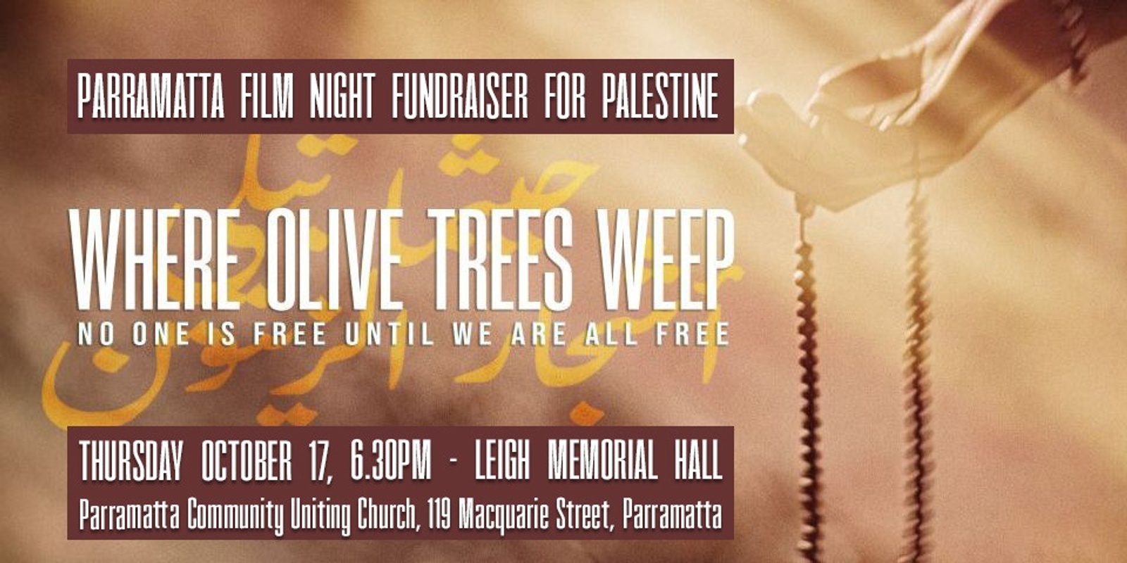 Banner image for Where Olive Trees Weep: Parramatta film night fundraiser