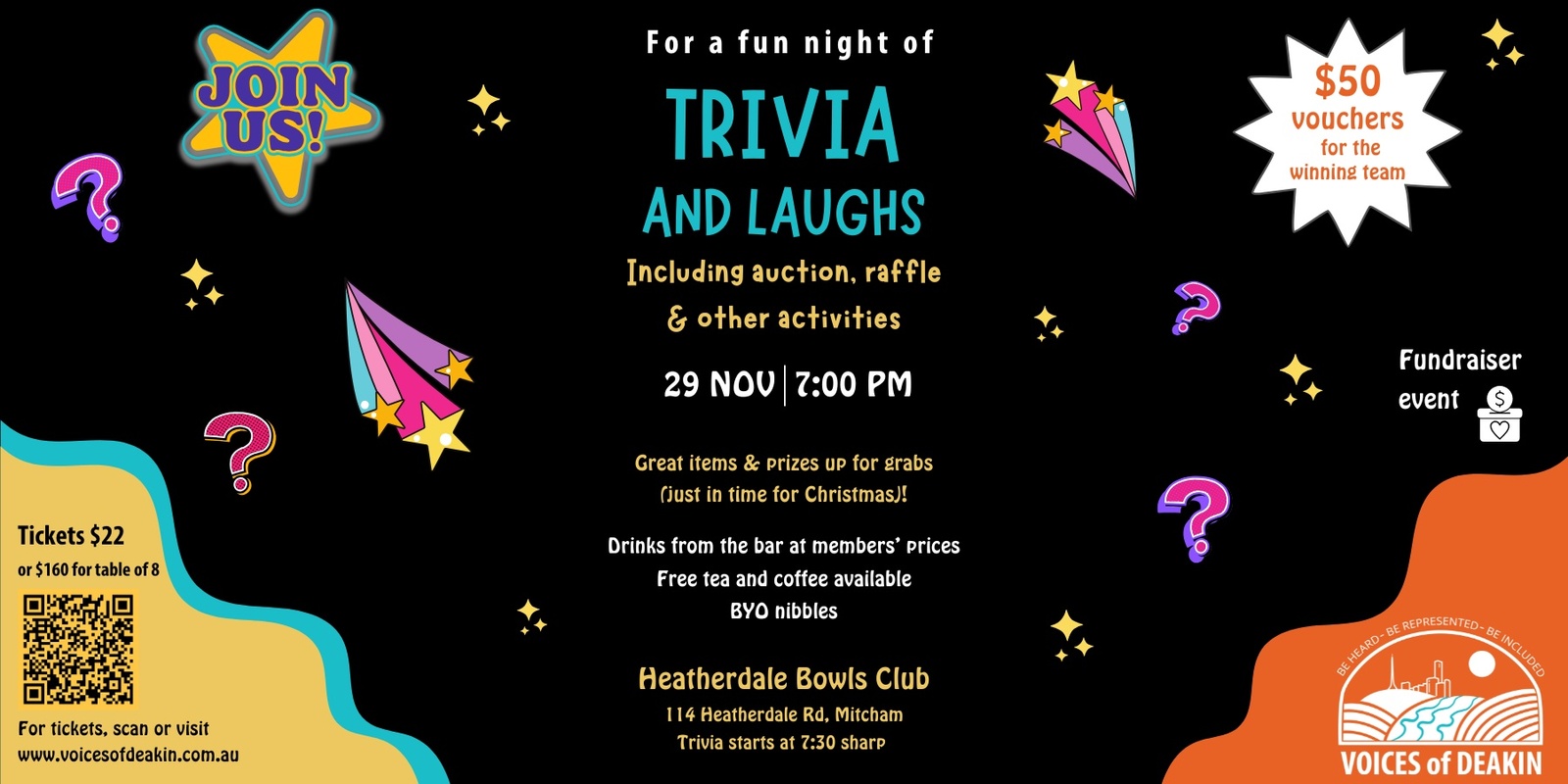 Banner image for Voices of Deakin Trivia Fundraiser