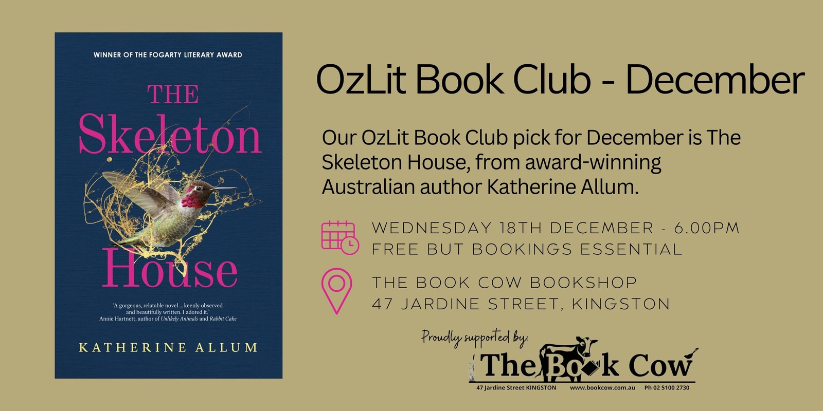 Banner image for December OzLit Book Club - The Skeleton House