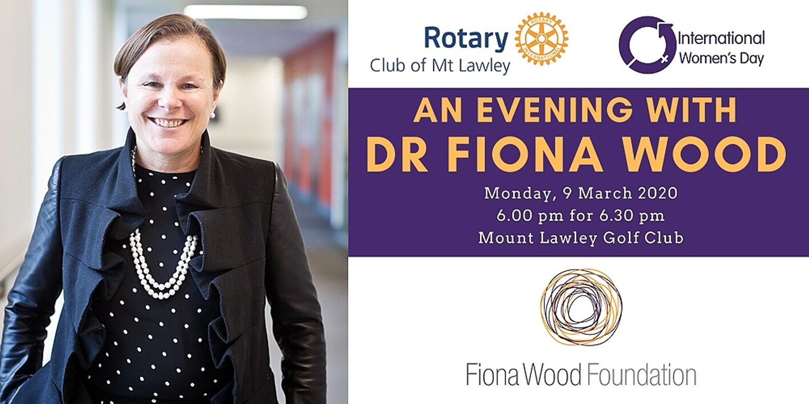 Banner image for An evening with Dr Fiona Wood for International Women's Day