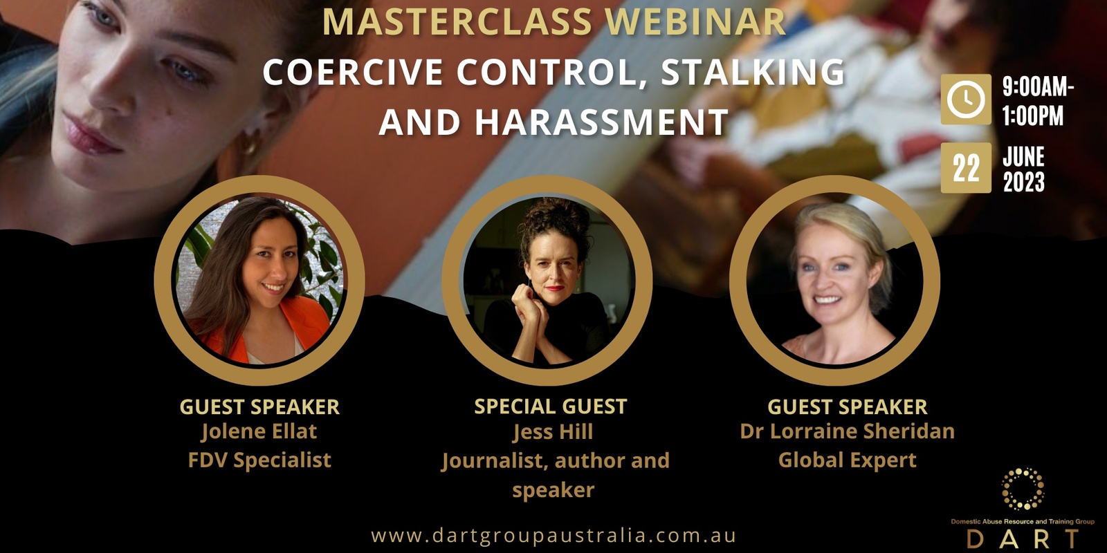 Banner image for Masterclass: Coercive Control, Stalking and Harassment (WEBINAR)