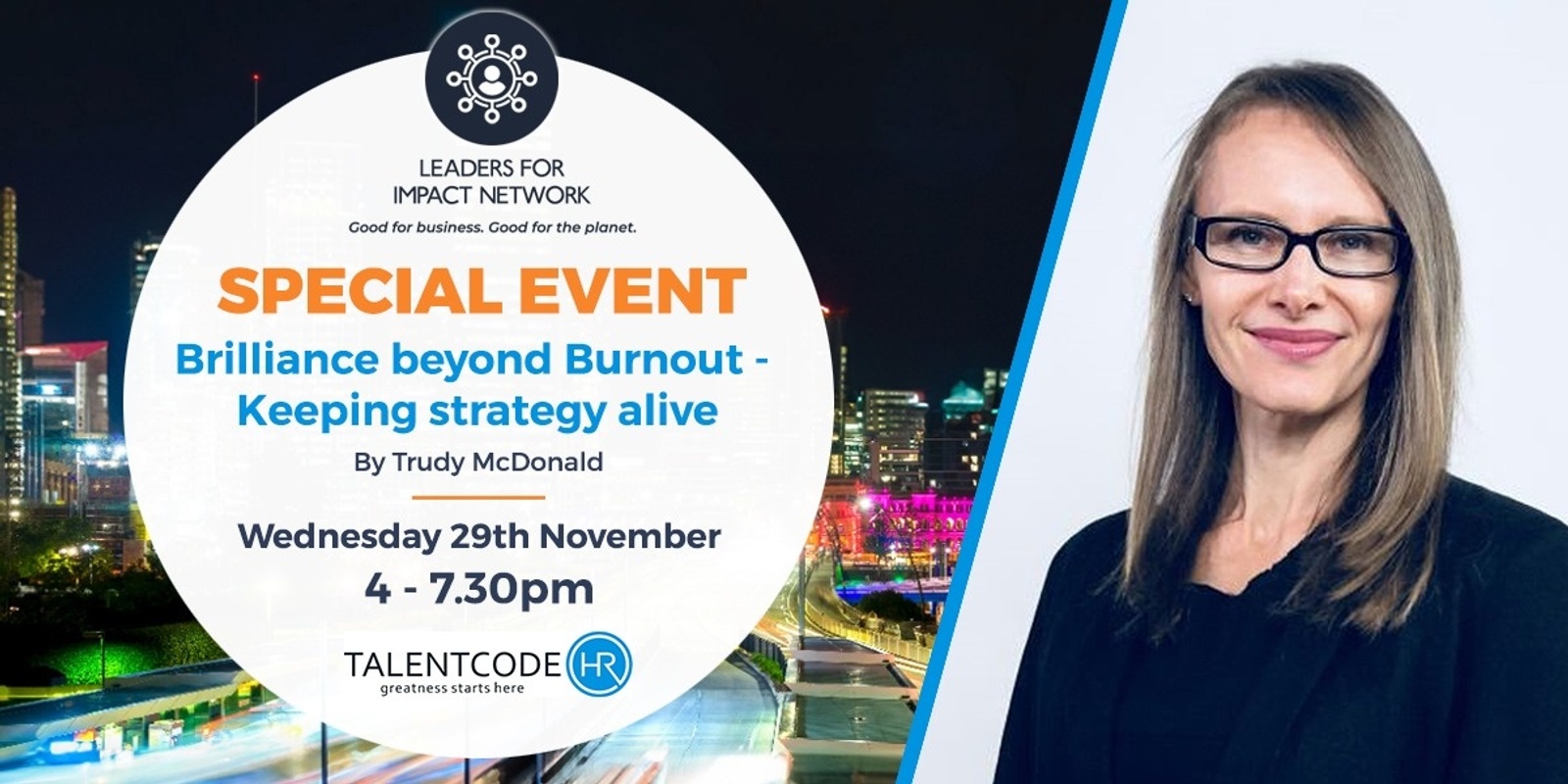 Banner image for SPECIAL EVENT - "Brilliance Beyond Burnout" with Trudy McDonald 