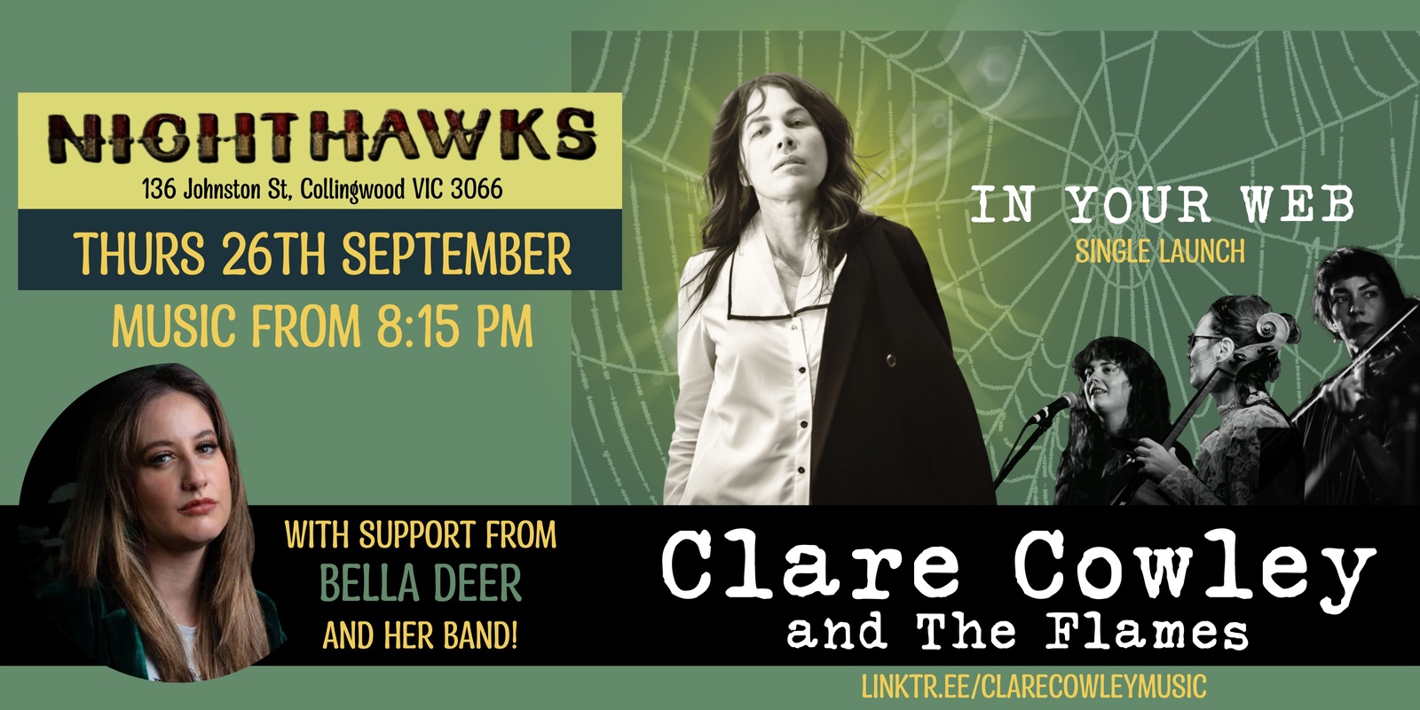 Banner image for Clare Cowley & The Flames // BELLA DEER 