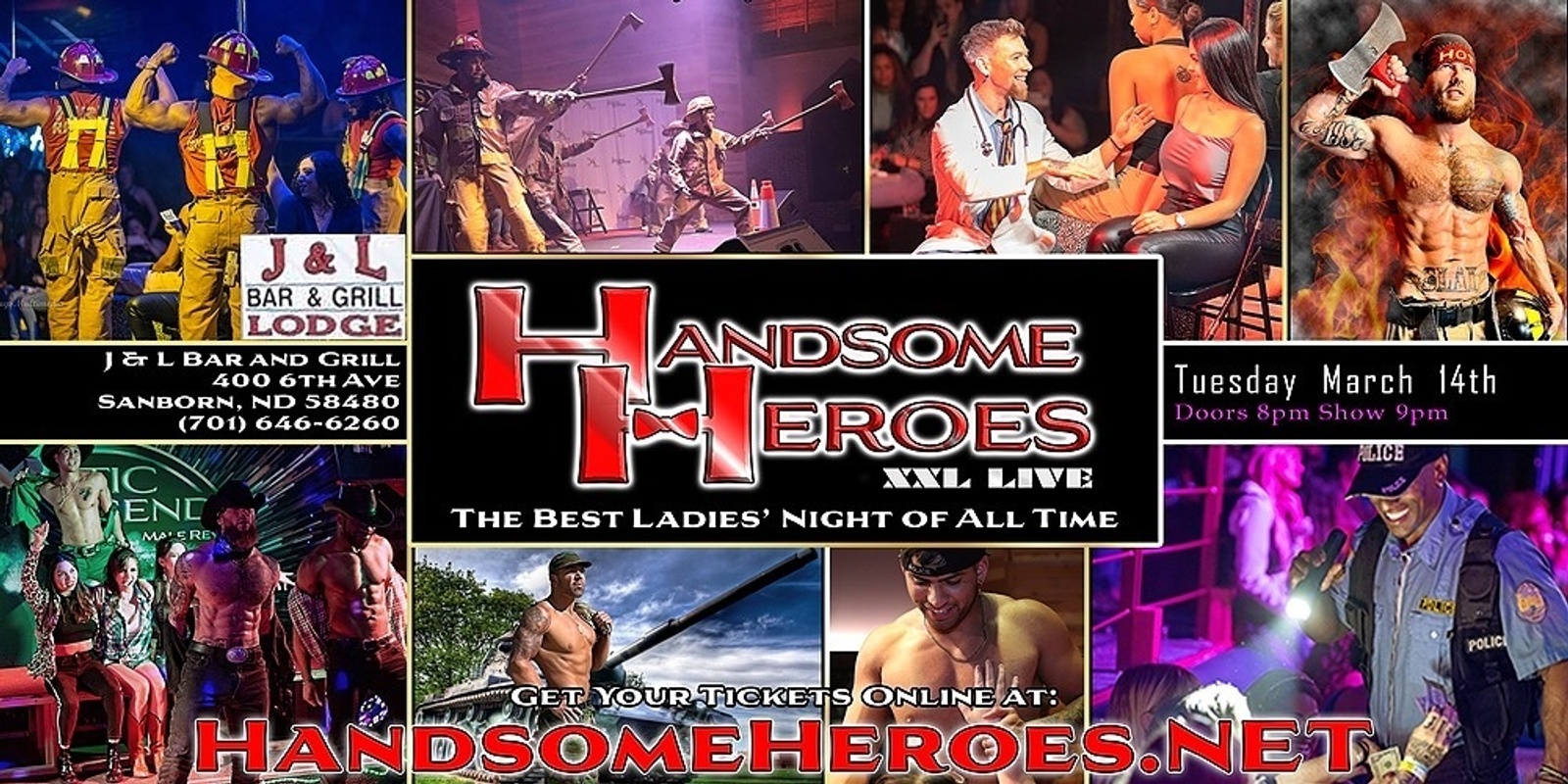 Banner image for Sanborn, ND - Handsome Heroes XXL Live: The Best Ladies' Night of All Time
