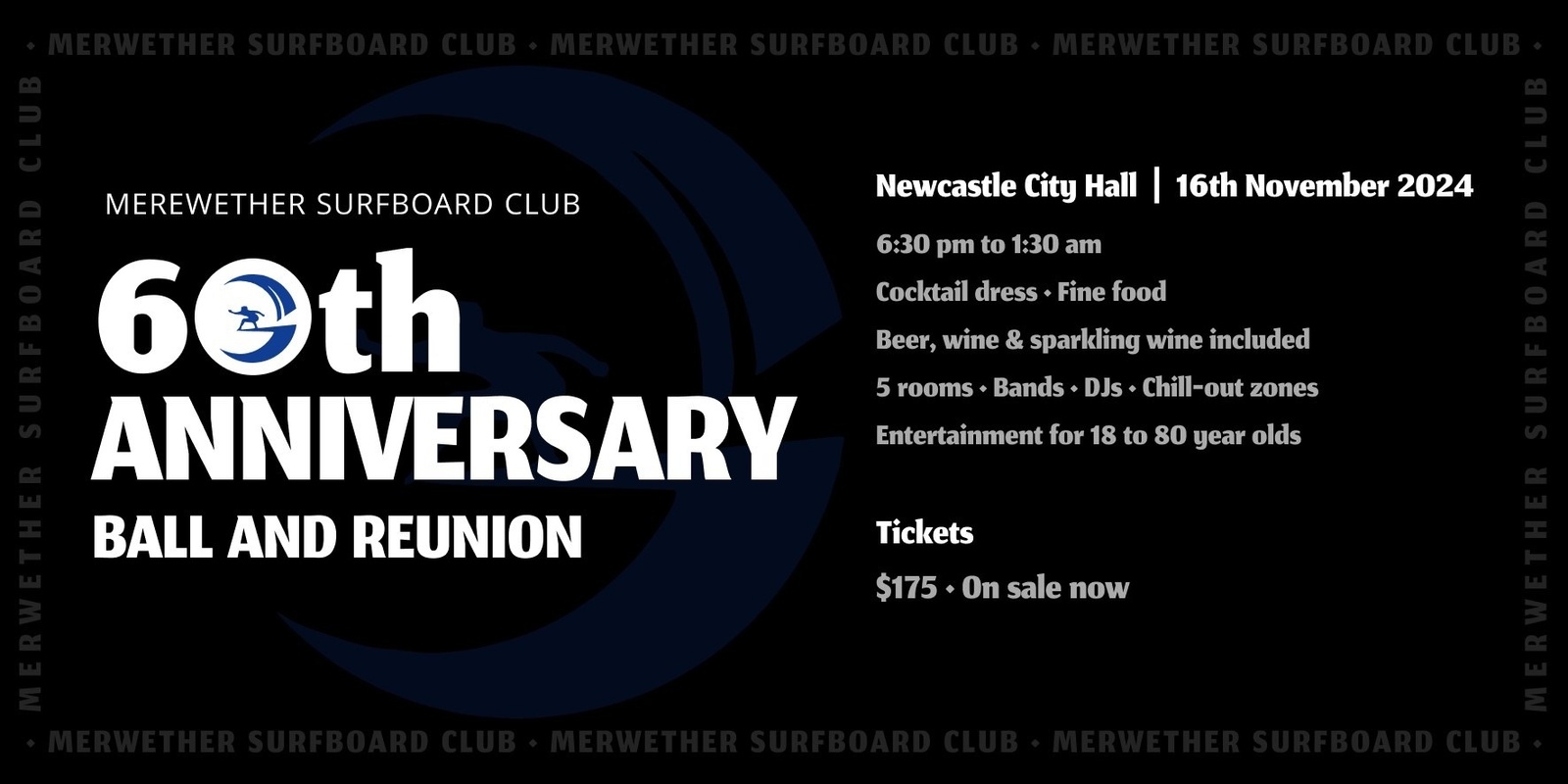 Banner image for Merewether Surfboard Club 60th Anniversary Ball and Reunion