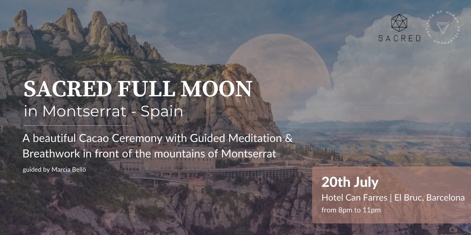Banner image for 20th July | Full Moon Sacred Ceremony with Cacao, Breathwork and Meditation
