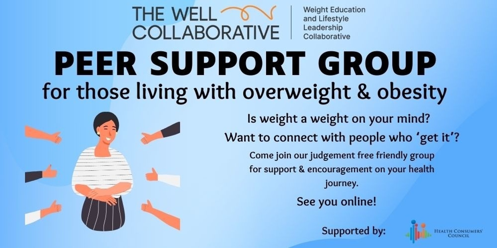 Banner image for Peer Support Group Meeting for those Living with Overweight & Obesity - January Meeting