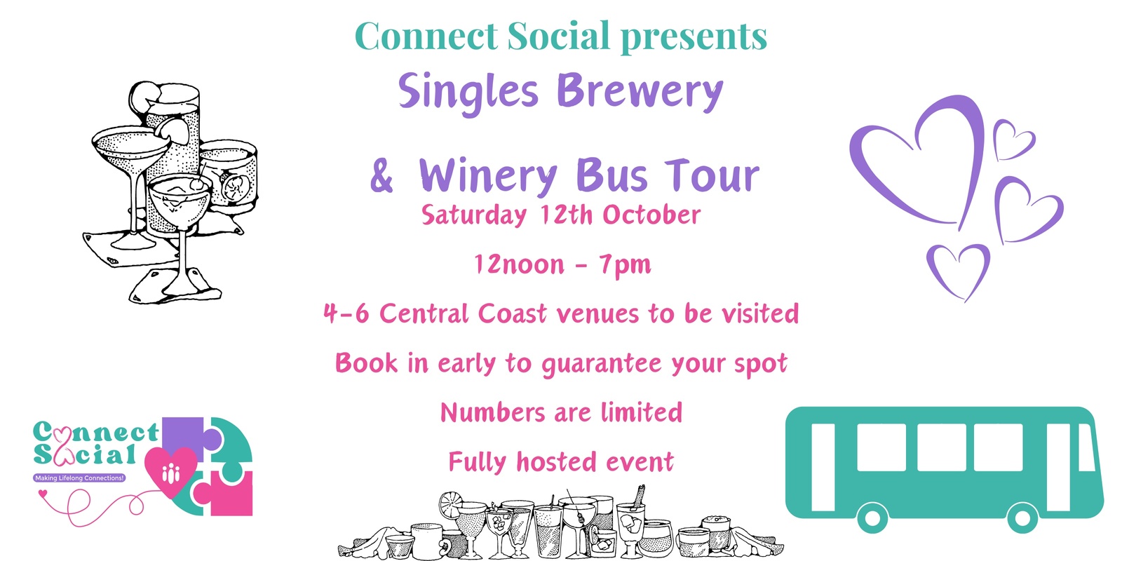 Banner image for Singles Central Coast Brewery & Winery Bus Tour