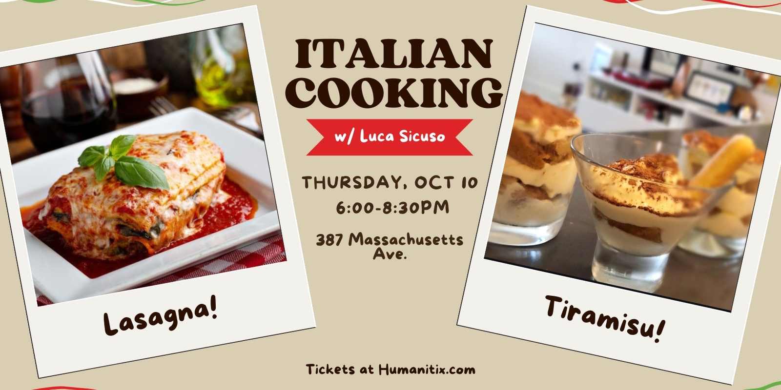 Banner image for Italian Cooking: Lasagna and Tiramisu