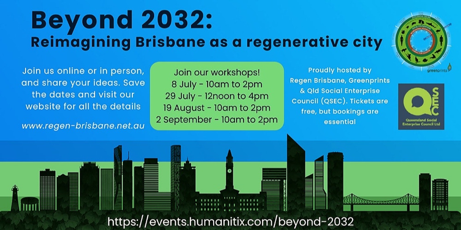 Banner image for Beyond 2032 - Workshop Series: "Reimagining Brisbane as a regenerative city" #qsocent
