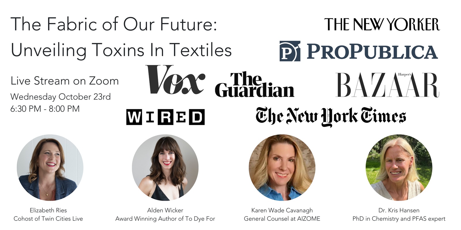 Banner image for The Fabric of Our Future:  Unveiling Toxins In Textiles (Online)