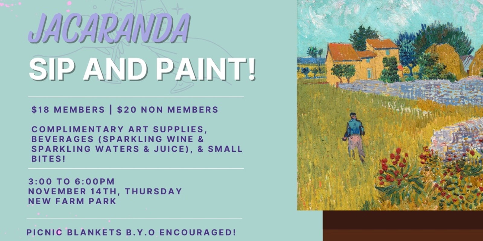 Banner image for Cosy Gamers Jacaranda Sip & Paint