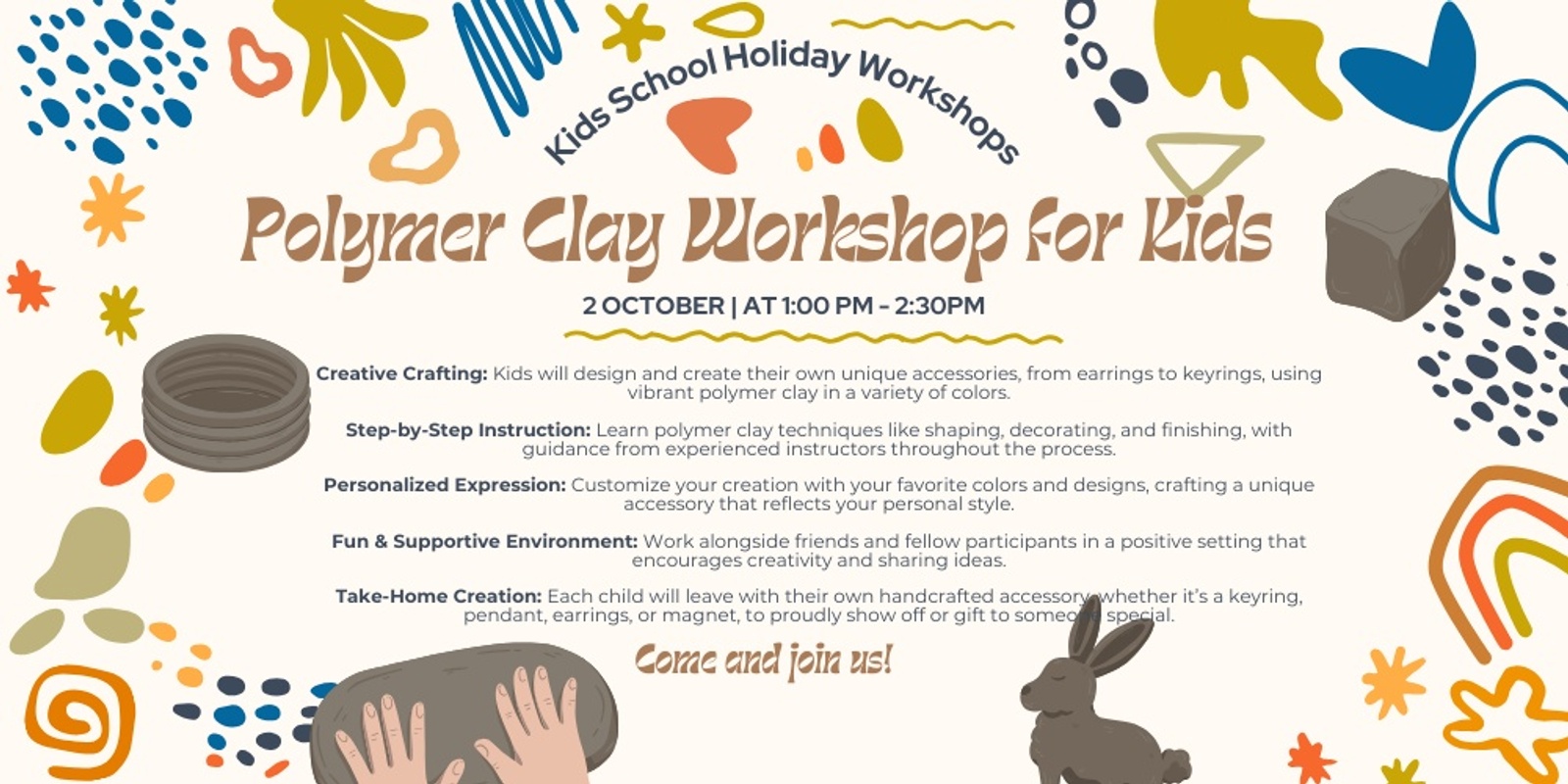 Banner image for School Holiday : Clayworks Polymer Clay Workshop for Kids