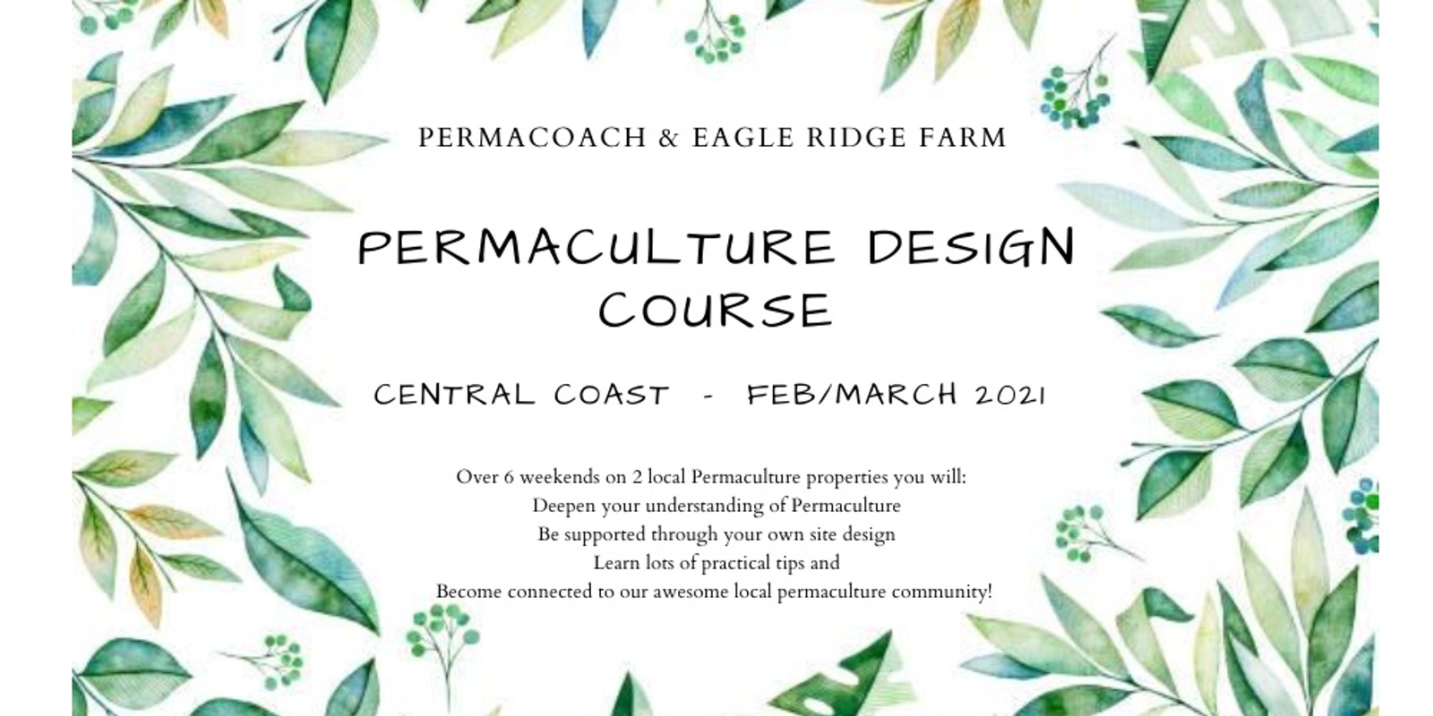 Banner image for Permaculture Design Course (PDC) with Permacoach and Eagle Ridge
