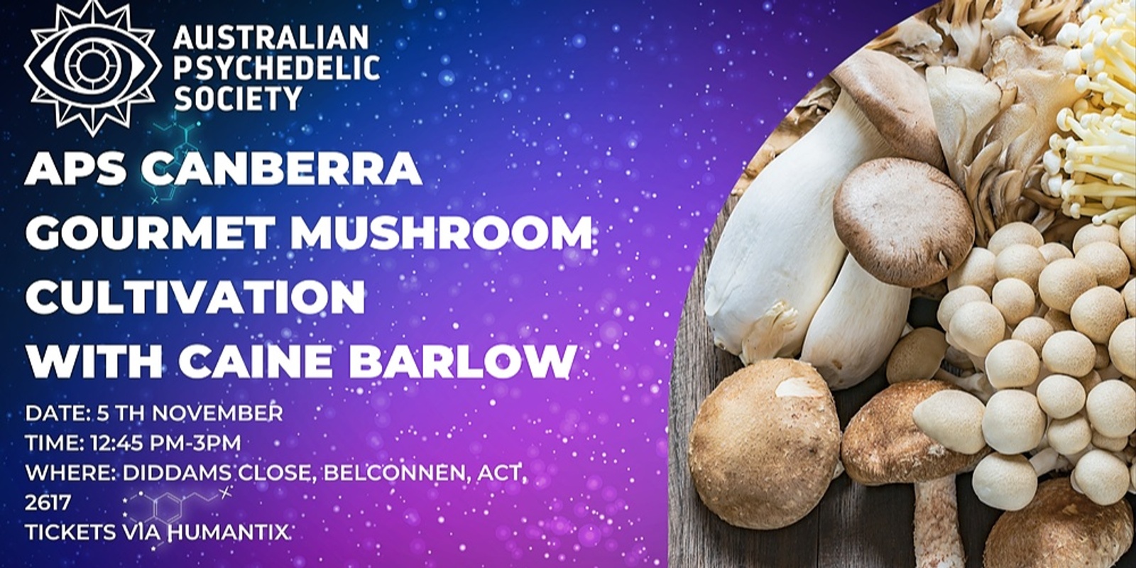 Banner image for APS Canberra - Gourmet Mushroom Cultivation with Caine Barlow