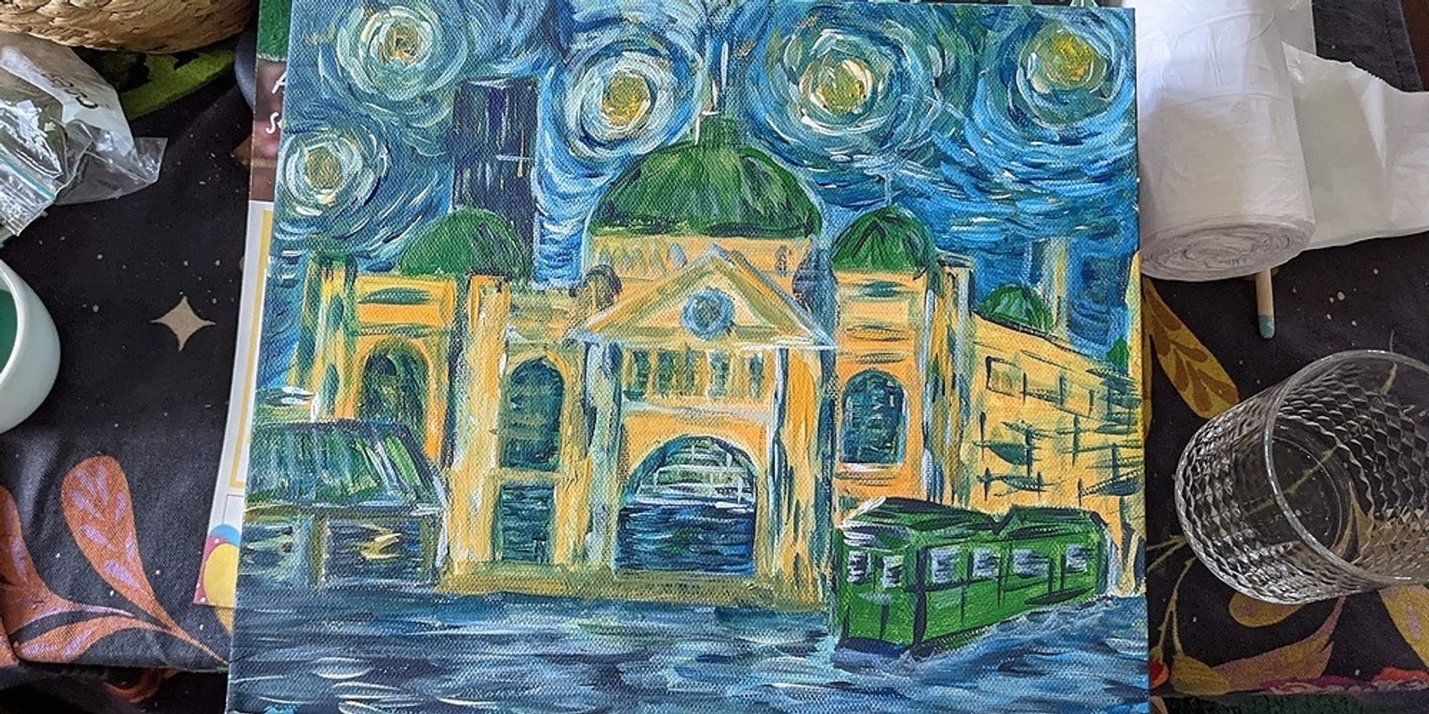 Acrylic Painting for Beginners: Starry Flinders St with Fran