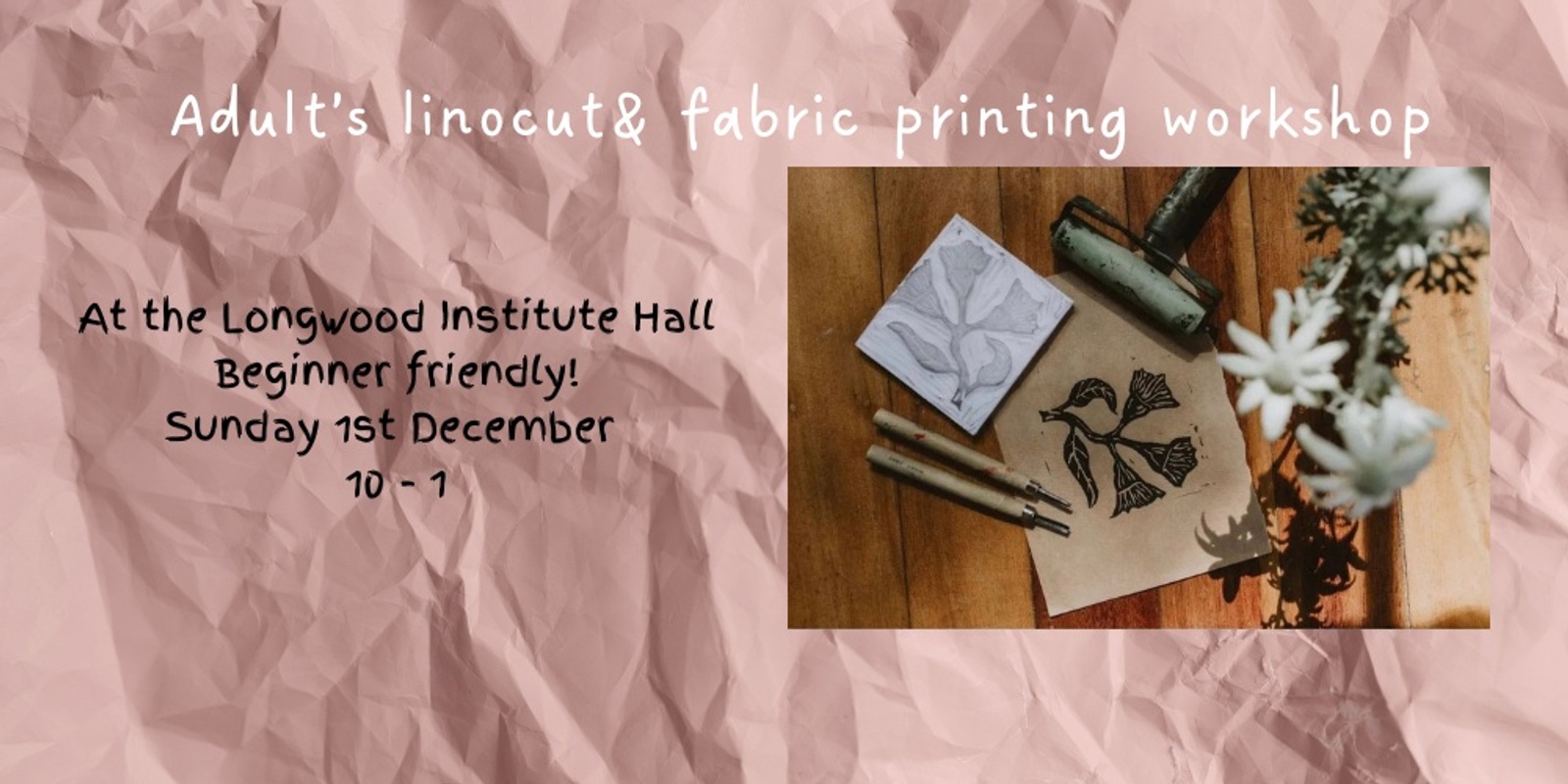 Banner image for Beginners Linocut for fabric printing