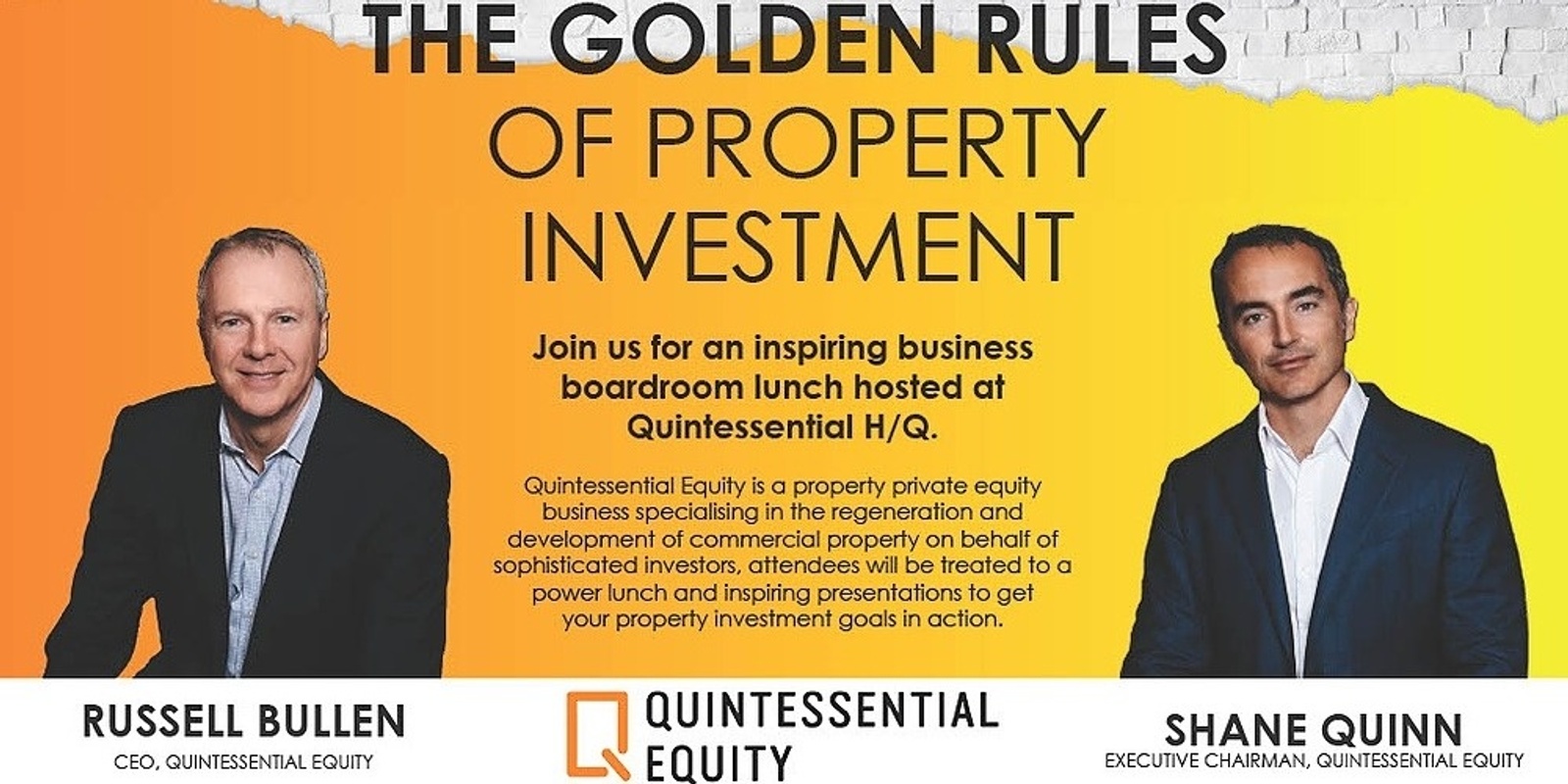 Banner image for Boardroom Lunch at Quintessential Equity - The Golden Rules of Property Investment