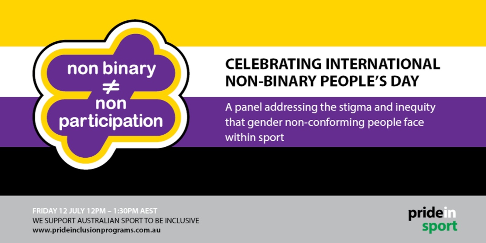 Banner image for Pride in Sport presents: Non-Binary ≠ Non-Participation