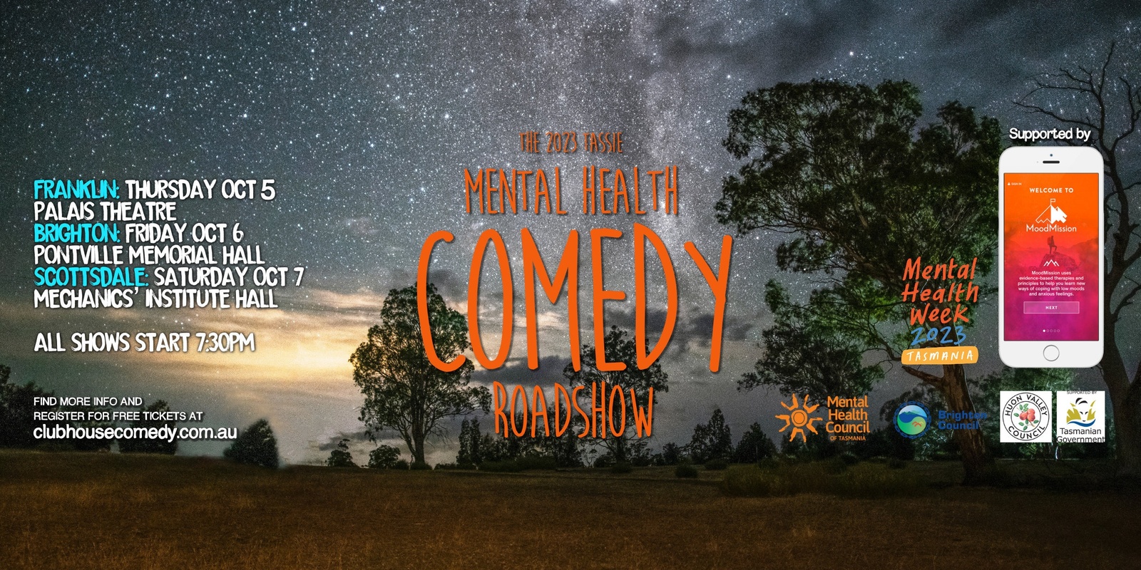 Banner image for The 2023 Tassie Mental Health  Comedy Roadshow - Franklin