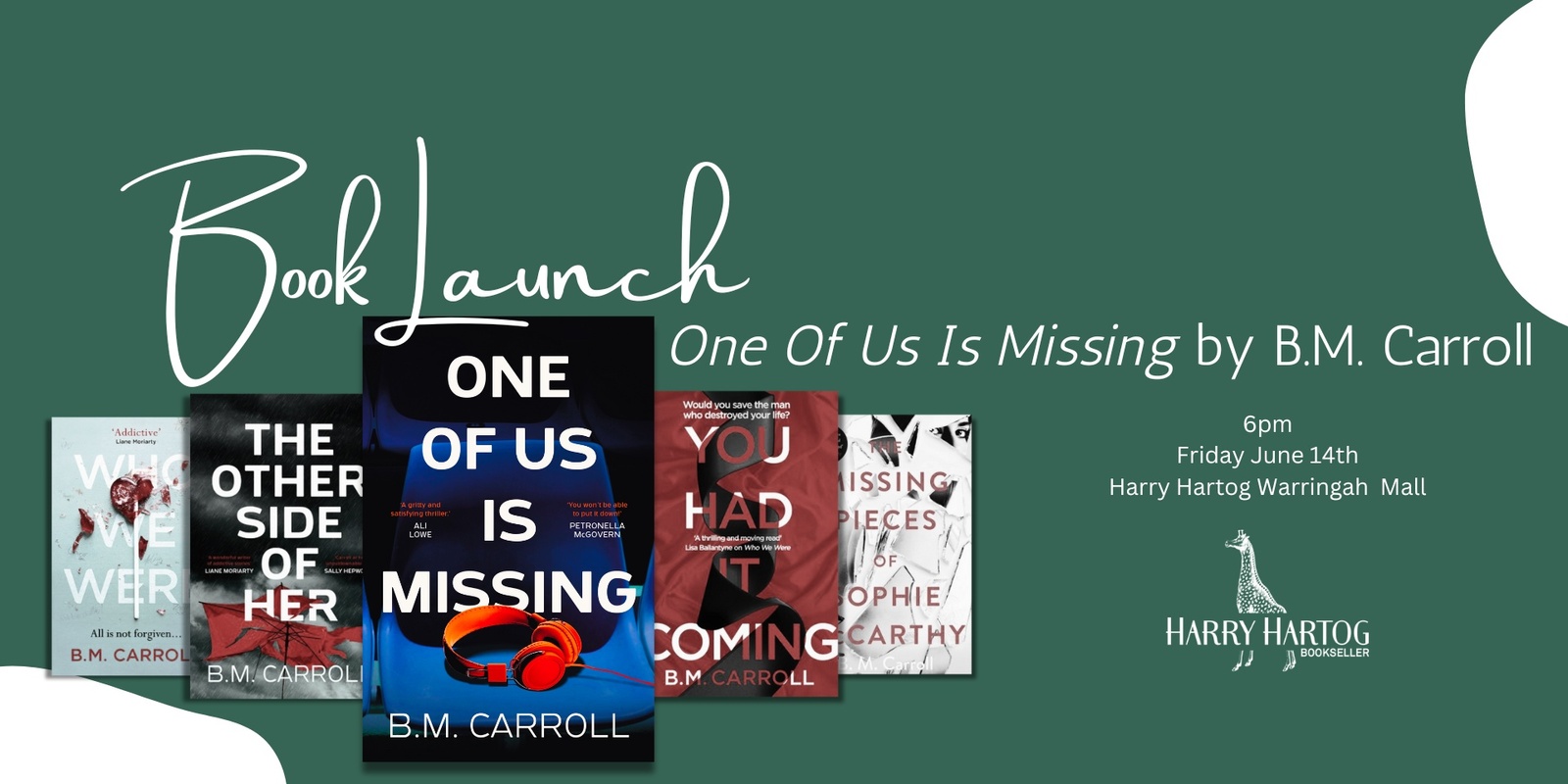 Banner image for Book Launch: One Of Us Is Missing by B.M. Carroll