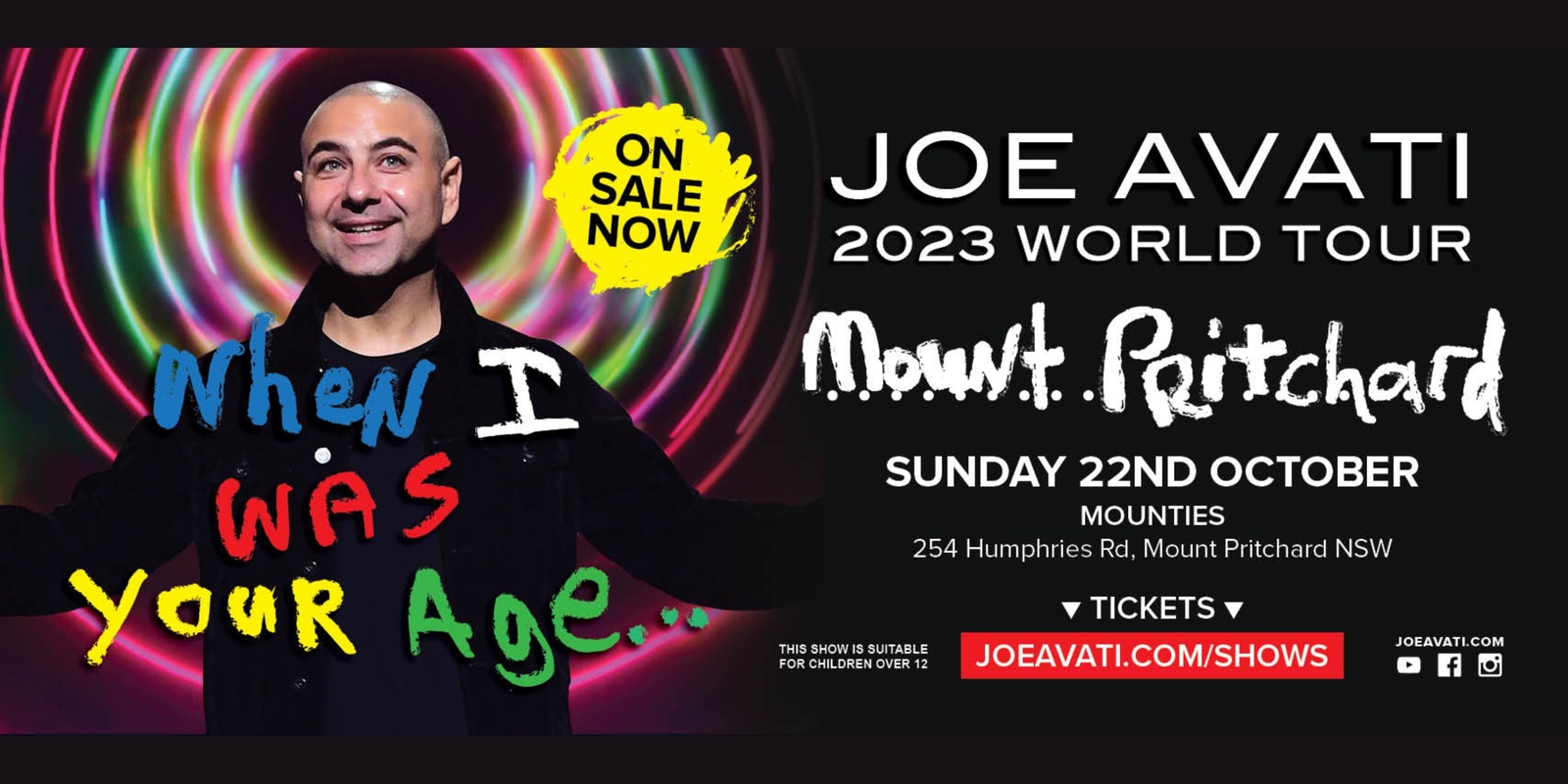 Banner image for Joe Avati | When I was Your Age 2023 World Tour